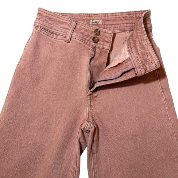 Faherty Harbor Crop Jeans Wide Leg Ankle Length Clay Pink Wash - Size 24 - Picture 4 of 14